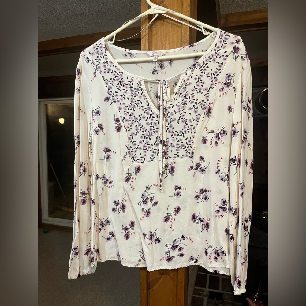 XL Candie’s White Floral Blouse